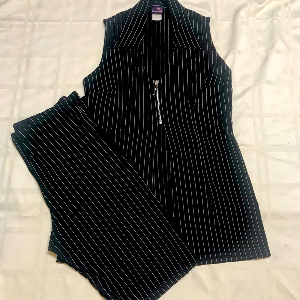 Black pin striped 2 set outfit
